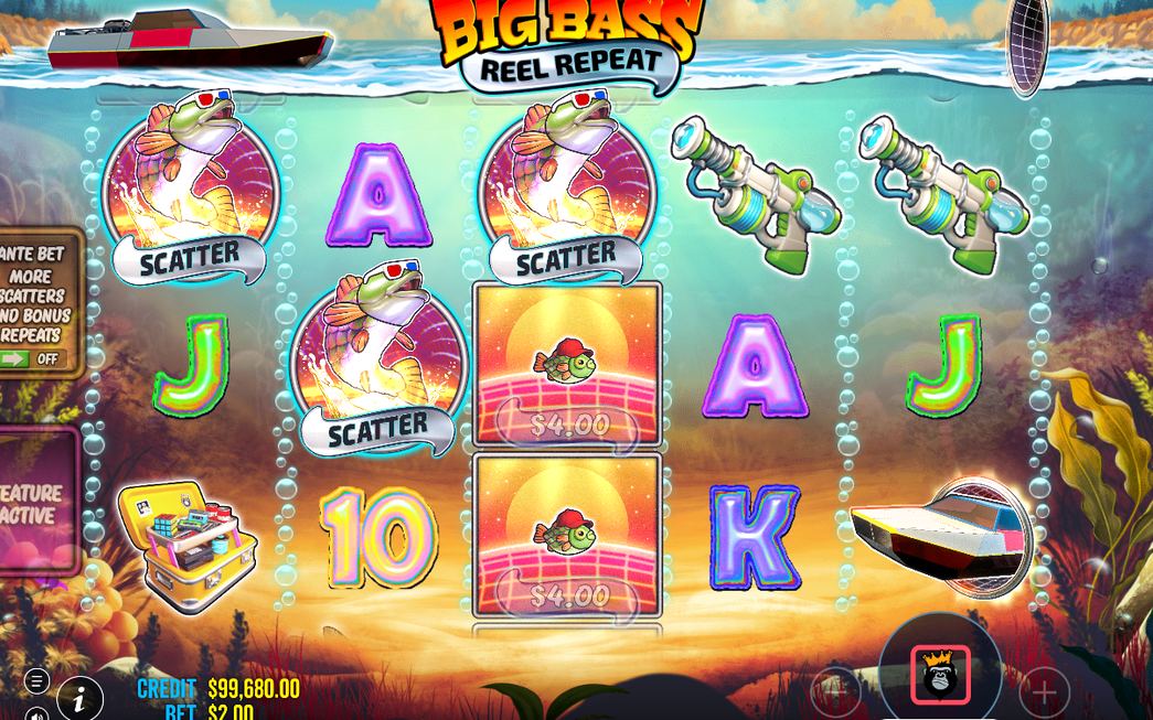 Free Spins round with the FISHERMAN WILD on the reels
