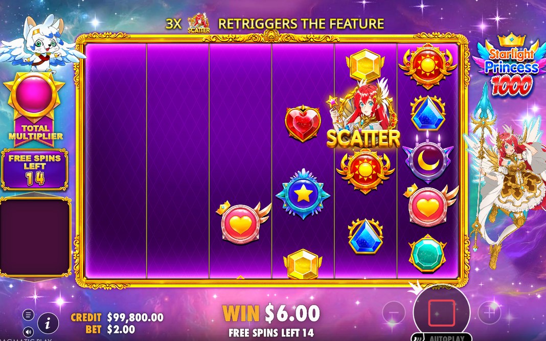 Free Spins in progress on the starfield reels
